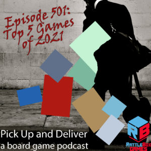 Cover of episode 501, man with games falling from his bag; game covers are obscured.