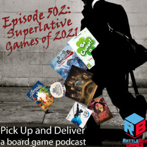 Cover for Episode 502 - Man with games spilling out of his bag.