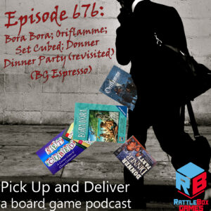 Man with games falling out of his bag. Cover of episode 676