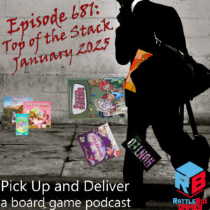 Man with games falling out of his bag; Episode cover