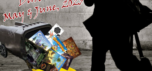 Man with games falling out of his messenger bag