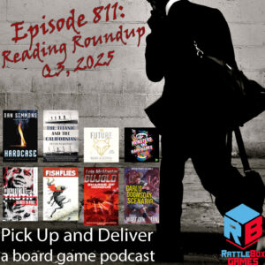 Man walking by a wall with book covers on it